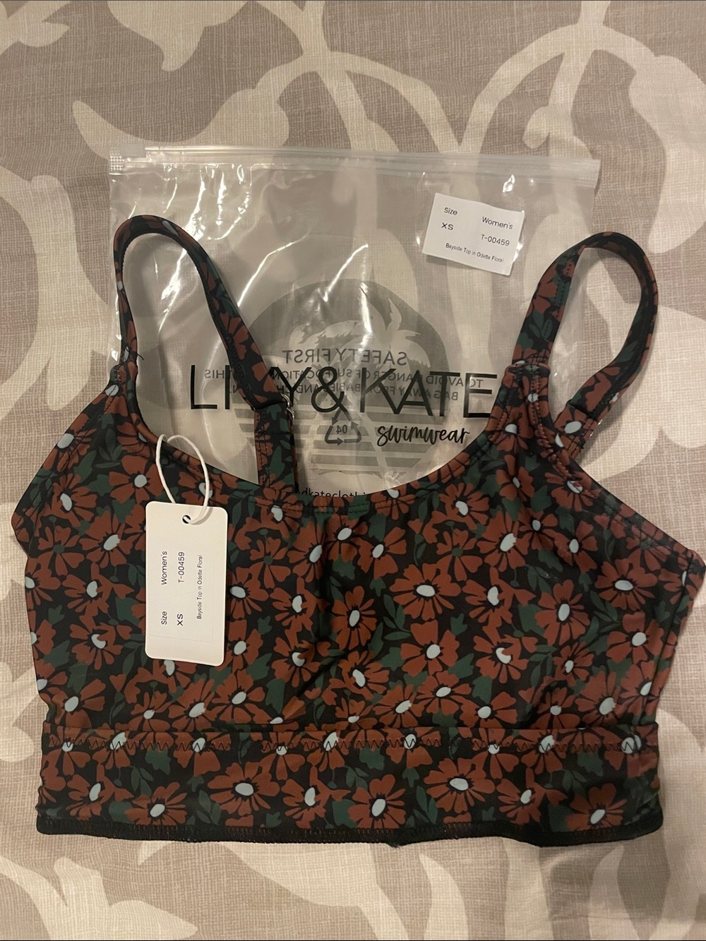 L*Space Floral Rust Crop Swim Top - Women's